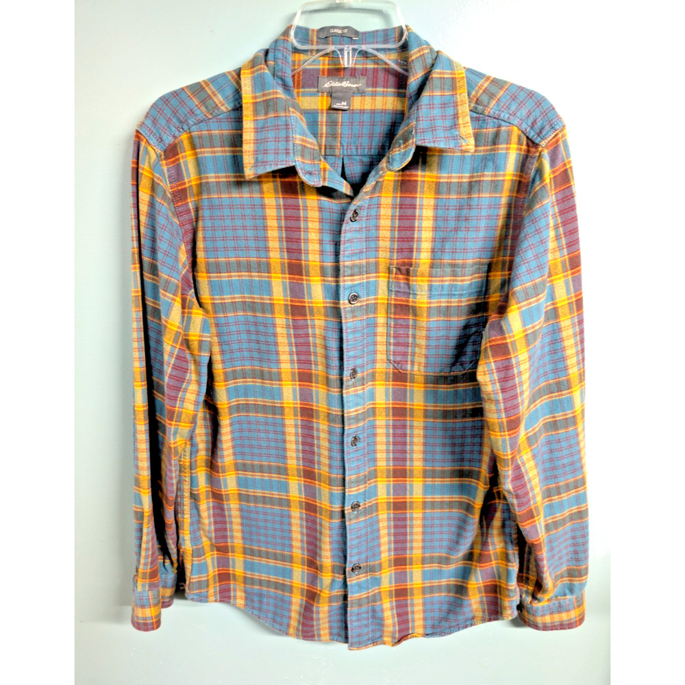 Eddie Bauer Colorful Shirt M Button Up Long Sleeves Check Pattern Unisex